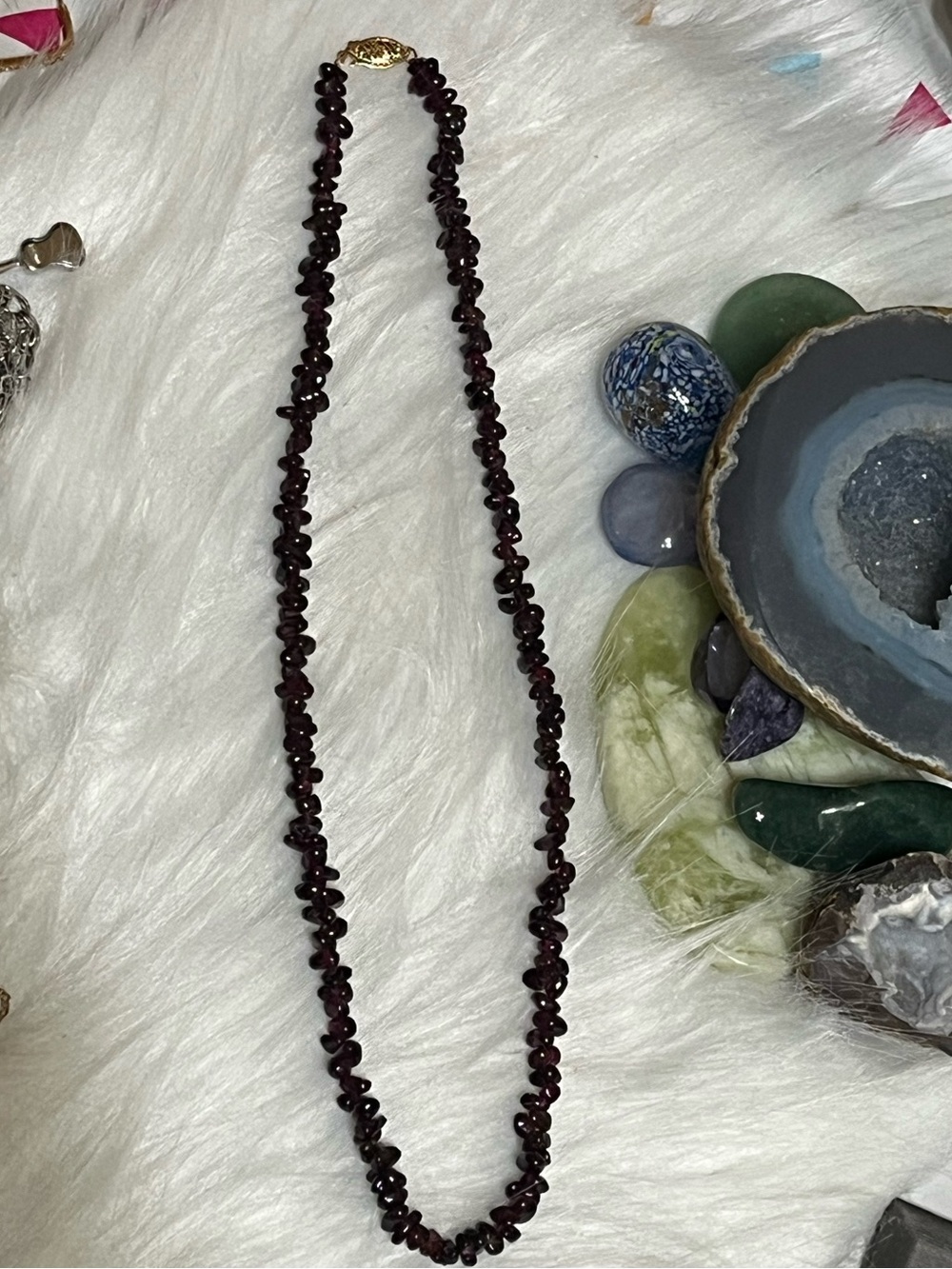 14K Garnet Nugget Necklace
